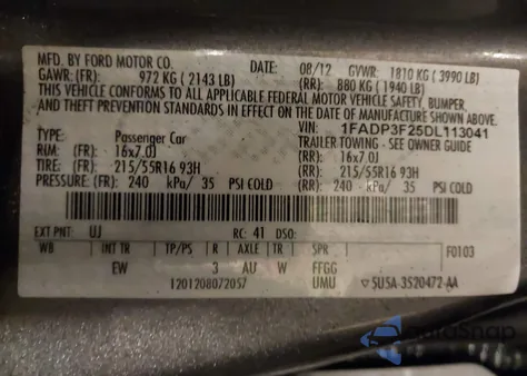 2013 Ford Focus Se from USA, damaged, VIN 1FADP3F25DL113041